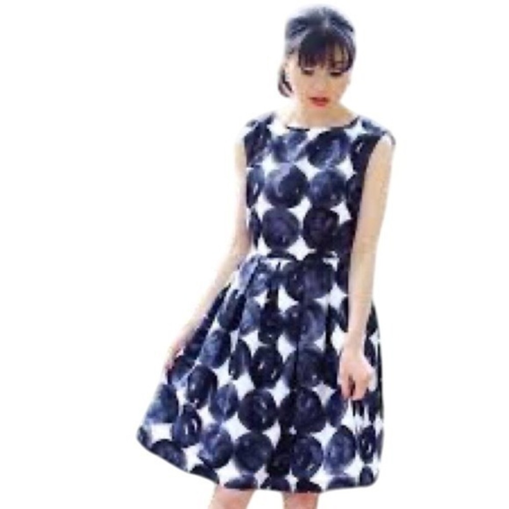 Dear Creatures Watercolor Polka Dot Fit & Flare Dress Mod Sleeveless Small